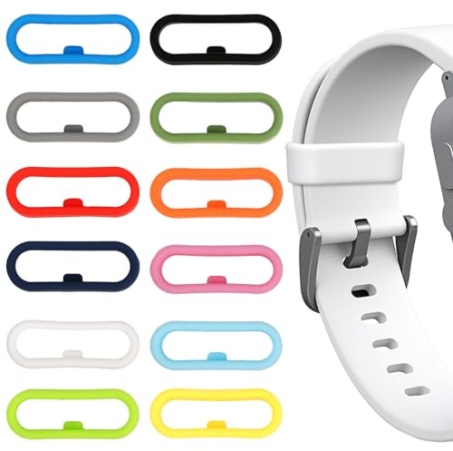 Fukaisu 12pcs Bracelet de Montre en Silicone Élastique avec Anneaux de Fixation Compatible avec Fitbit Charge/Charge HR/Vivofit/Magic Bands 1.0/2.0 et Plus (12 Couleurs)