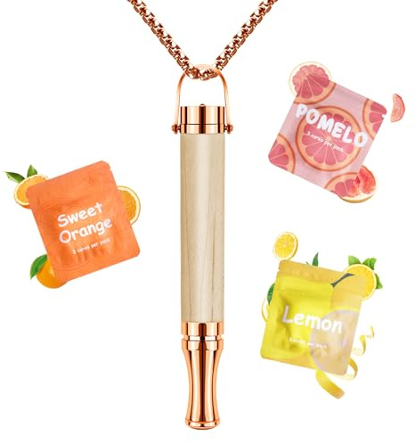 Wooden Anxiety Breathing Necklace regolabile with Resistance: Half Round Air Breather Necklace with Fruit Set