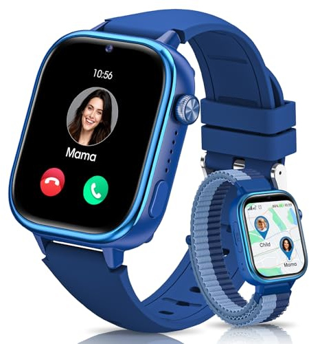 SWGOTA 4G Reloj Inteligente Niño, Smartwatch Niños con GPS y Teléfono/Videollamadas/Chat de Voz/Función SOS/Modo Escuela/IP68, Cámara Despertador Podómetro Monitor de Sueño, Regalo Niñas/Niños, Azul