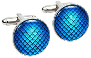 Blue Dragon Scale Cufflinks | Dragon Egg Fantasy Jewellery for RPG, Film & Book Fans | Mythical Reptile Scale Design in Gift Box | Unique Groomsmen & Wedding Accessory