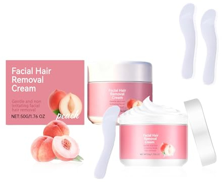 2Pcs Facial Hair Removal Cream for Women, Gentle and Non-irritating, Chin and Lip Hair Removal for Women, Visibly Smooth Skin In for All Skin Types, Effective Quick Hair Removal