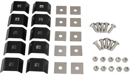 Helilyco Gittermattenverbinder, verzinkt, Metall, Winkel, Längszaunverbinder für sicheren Doppelstabzaun, 40 x 35 mm, schwarz, 10 Stück
