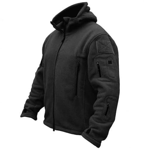 UBOHUZ Fleecejackor för män arbetsrockar med huva safari utomhus varm camping fiske vandring vindjacka för utomhus, Färg 3, XL