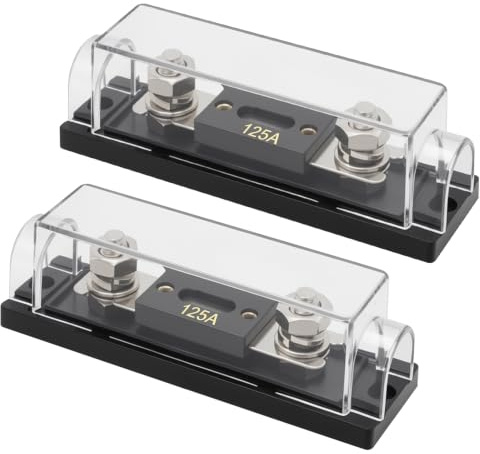 Ollanoos 125 ampere ANL säkringshållare, 0/2/4 gauge säkringsblock med 125 A ANL-säkring, bil inline-säkringshållare för billjud