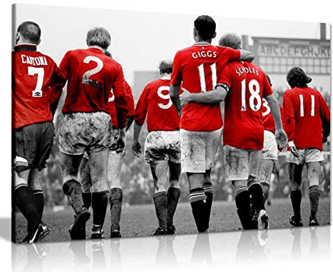 Panther Print Kunstdruck auf Leinwand, Motiv: Manchester United-Legenden, 61 x 41 cm | Panther Print, Fertig zum Aufhängen, Jungenzimmer-Zubehör, Fußball-Schlafzimmer-Dekor, Drucke für Wände, Geschenk für Fans