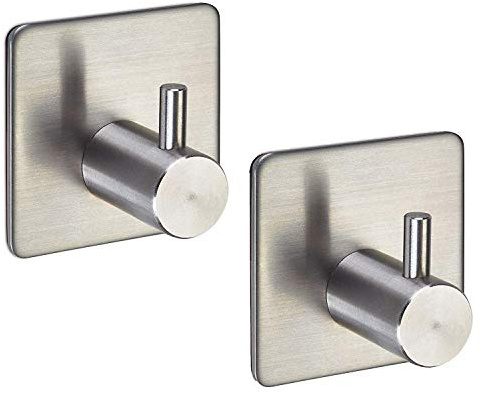 SOTECH 2 x Ganci da Parete PANDORA autoadesivi 3M Acciaio Inox antiruggine | per Cucina & Bagno Gancio per Stoviglie Portasciugamani Adesivi per Strofinacci