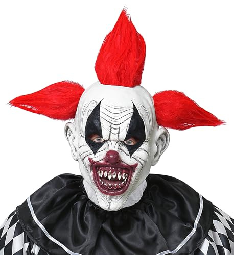 W WIDMANN MILANO Party Fashion 03296 - Maske Killer Clown, mit Haaren, Horror Clown, Halloween, Karneval, Mottoparty