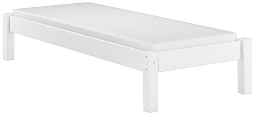 Erst-Holz®Futonbett weiß ohne Kopfteil Kiefer massiv 90x200 mit Matratze und Rollrost aus Federleisten 60.35-09WFLM