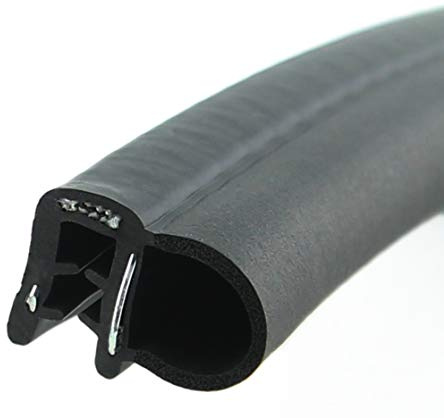 SMI-Dichtungsprofil DS25 für 1,5-3mm EPDM Moosgummi/Vollgummi mit Stahleinlage selbstklemmend ohne Kleber - Kantenschutz mit Dichtung seitlich, Kantenschutzdichtprofil für Auto, Kofferraum (10 m)