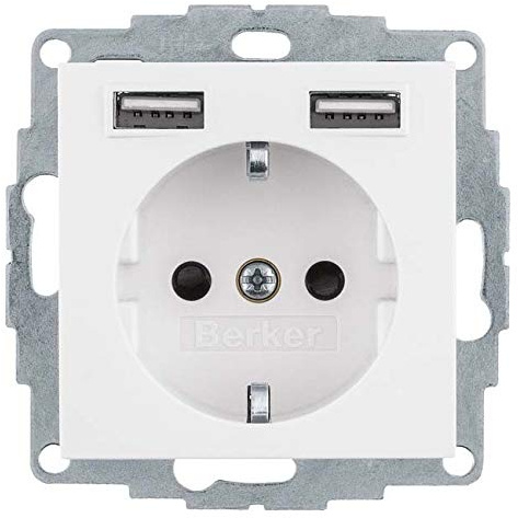 BERKER Steckdose SCHUKO/USB Q.1/3/7/9 polarweiß 48036089