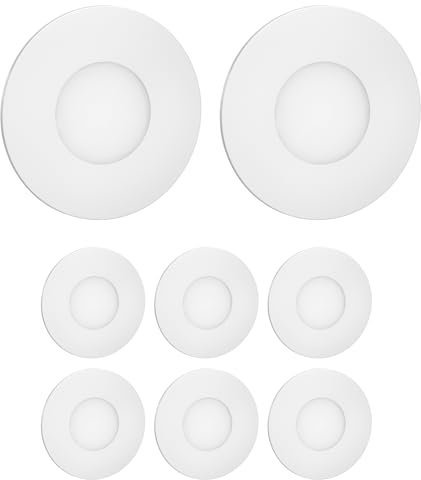 ledscom.de 8 pièces Lumière d'escalier LED/lampe murale encastrée FEX pour l'intérieur et l'extérieur, ronde, 85mm Ø, blanc chaud