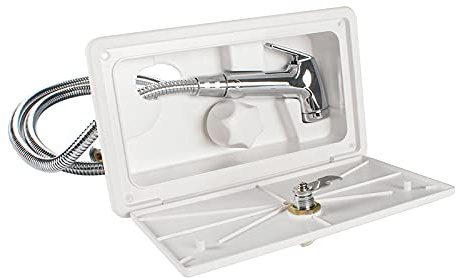 SunniMix RV Exterior Exterior Ducha Portátil Barco de Acero Inoxidable Camper Cocina Autocaravana Caravana Van - Blanco