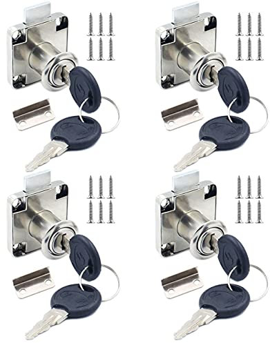 Ayiciel Cam Serratura di sicurezza, 4 confezioni da 22 mm con chiave uguale per mobili, serratura per cassetti per porte, cassette postali, armadietti, armadietti, casa, ufficio, con chiavi simili