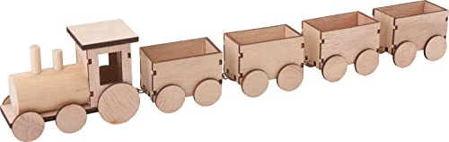 VBS Holz-Zug, unbehandelt, Holz-Dekoration, 5 Teile, 39 x 4.5 x 7 cm