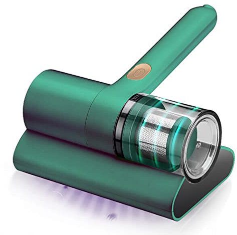 DFANCE Portatile Aspirapolvere per Acari,10 KPa Lampada germicida con Potente aspirazione,Pulitore a Vuoto a Mano Ideale per Materassi Cuscini Divani ECC,Verde