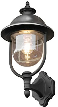 LED Außenwandlaterne stehend im Landhausstil, Höhe 46cm, Schwarz-Silber