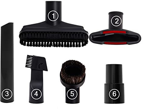 Poweka 6Pcs Vacuum Cleaner Accessories Compatible with Henry Hoover Attachment PP Hair Combination Brush 2 in 1 Brush Long Flat Suction Sofa Suction Horse Hair Round Brush 35mm to 32mm Adapter