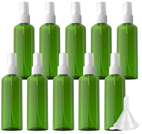 LusDoly 50 Stück, 100ml Grün Plastik Kunststoff Sprühflasche Mit Transparent Sprüher Nachfüllbar Sprühflaschen Leer für Parfümzerstäuber Zerstäuberflasche Reise Flakons