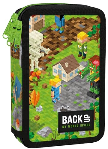 Derform Pixel Game 3 - Fach Federmappe Federtasche mit 43 Teilen gefüllt Federmäppchen