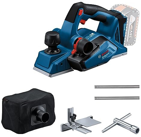 Bosch Professional système 18V: rabots sans fil GHO 185-LI (clé de montage, support de guide, sac à poussière)