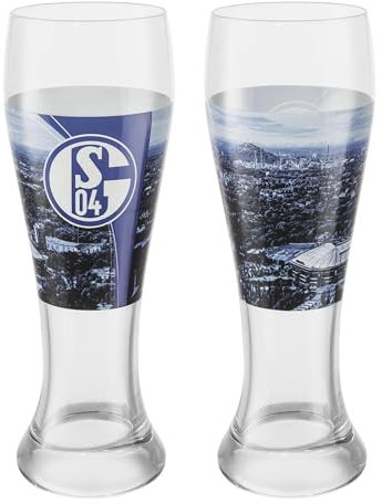 FC Schalke 04 Juego de 2 vasos de cerveza de trigo (transparente)
