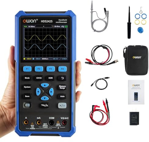 GuliTech 3In1Handheld Oscilloscope HDS242S Digital Oscilloscope +Waveform Generator +Multimeter USB 2 Channels 40mhz Osciloscopio Tester Meter(HDS242S)