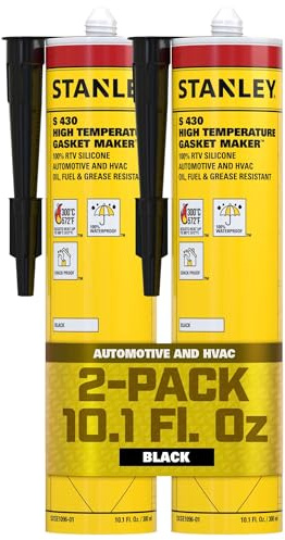 Stanley S430 High-Temp RTV Silicone Gasket Maker - Oil, Vibration and Heat Resistant Black Silicone Sealant for Automotive Valve Covers and Engine Parts, 10.1 fl.oz. Black,2 Pack