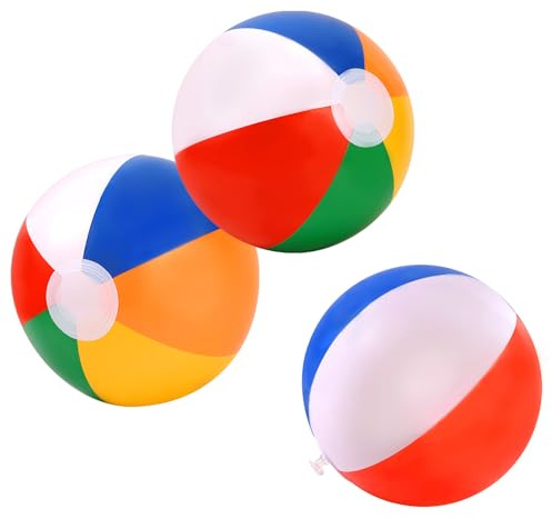 GRNVDWN 3 Packs 24 Inflatable Beach Balls Rainbow Color Pool Ball Pool Toys Pool Balls for Swimming Pool Beach Ball Party Favor Beachball Balloons for Kids&Adults