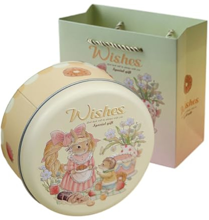DOTBUY-SHOP Pasqua Scatola Latta Contenitore Biscotti Scatola di Latta Scatola Metallo con Coperchio Scatola Vuota per Conservare tè, Frutta Secca, Biscotti, Caramelle (4 Pezzi,Giallo)