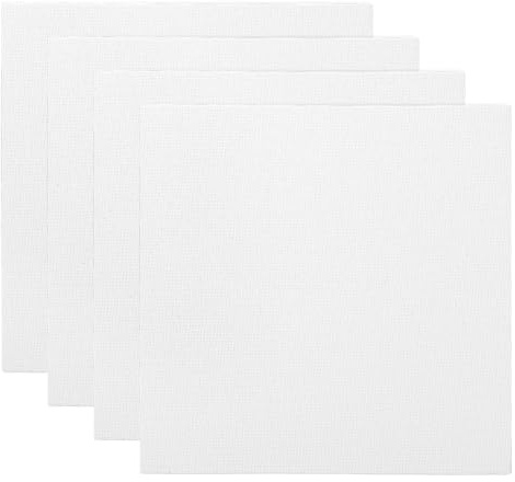 PATIKIL 7 x 7 kanvastavlor för målning, 4-pack 100 % bomull fyrkantig trippel grundad sträckt tom canvaspanel för akryl, olja, tempera-färger, vit