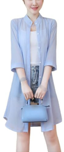 CuLtP Camicette da Spiaggia in Chiffon da Donna Cardigan Kimono Copricostume Lungo da Bikini, Copricostume da Bagno Kimono con Maniche A 3/4 Abito Avvolgente con Camicetta in Cardigan Allentato in C