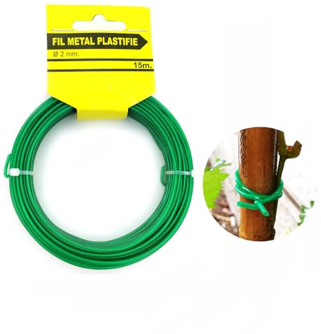 SMTCM 30m Gartendraht Ummantelt Grün 2mm Bindedraht Gummiert Blumendraht Pflanzendraht weich Spanndraht Zaundraht Pflanzenrankhilfe Seil PVC Basteldraht zum Sichern und Stützen Von Obst Gemüse Kranz