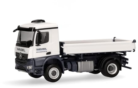 Herpa LKW Modell Mercedes-Benz Arocs M 4x4 Dreiseitenkipper Wasel, Miniatur im Maßstab 1:87, Sammlerstück, Made in Germany, Kunststoff
