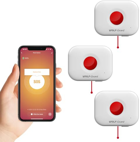 Wolf Guard TUYA Pulsante di emergenza SOS WiFi con cavo di trazione, per amico anziano disabile bambino, sistema di allarme sanitario Smartlife APP promemoria remoto (Stile coulisse, set di 3)