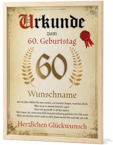 Papierschmiede® Personalisierte Urkunde zum 60. Geburtstag Geschenk Frauen Männer 60 Jahre Geburtstagskarte Geburtstagsgeschenk 60. Geburtstag personalisierbar Geburtstagsurkunde Jahrgang 1966