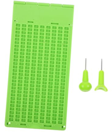 HAWILLOSCH 1set Scrittura Braille Per Ciechi Con Punteruolo e Tavoletta Di Plastica Righe e Quadrati Materiale Resistente e Riutilizzabile Per Apprendimento e Scrittura