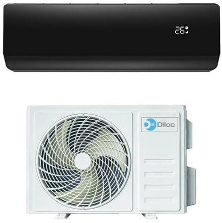 Climatizzatore Condizionatore Diloc Over Black 9000 BTU inverter monosplit Nero in R32 D.OVER09WB in A+++ (A++/A+) Wifi integrato in Pompa di Calore