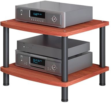 2/3/4-Tier AV Media Stand Cabinet Floor-Standing Audio Rack Tower CD Player Stand Corner TV Stand Stereo Components Cabinet with Wooden Shelf for Home(C-2 Tier)