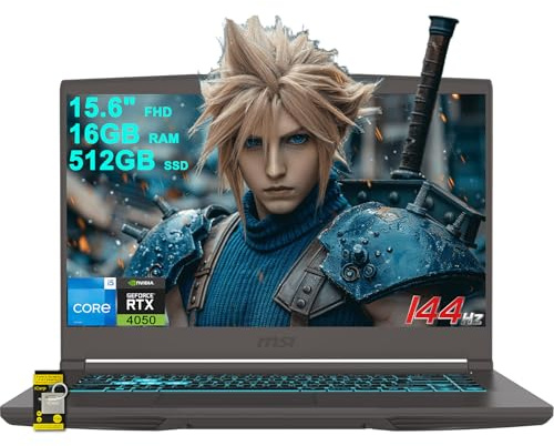 MSI Thin 15 Gaming Laptop 15.6 FHD IPS 144Hz Intel Octa-core i5-13420H (> i7-11800H) 16GB RAM 512GB SSD GeForce RTX 4050 Backlit USB-C Win11 w/ICP Hub