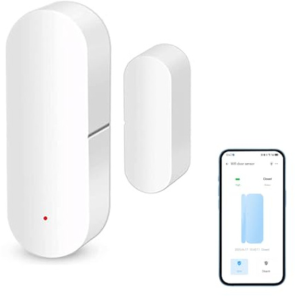 Intelligenter WLAN-Türsensor: Türöffnungskontaktsensor für die Sicherheit zu Hause, kabelloser Fenstersensor mit sofortigen App-Benachrichtigungen, kompatibel mit Alexa und Google Assistant (1er-Pack)