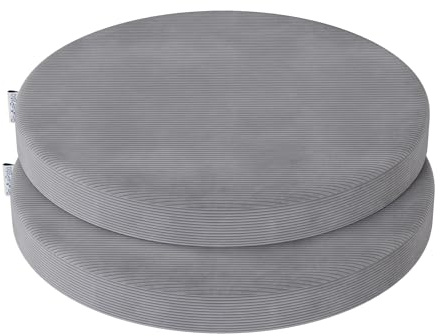 PRIMEPATIO Rund Stuhlkissen 40x40x5cm, 2er Set, Hellgrau