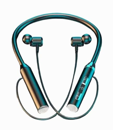 Wireless Neckband Earphones Heaphones Black Headset Bluetooth 5.2 Sport Handsfree Long Battery Life Stable Connection Reliable Earbuds Audio Music Magnetic Bass with Mic Neckband Earphone