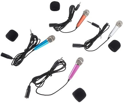 MUELODSIC 4 pièces Microphone Portable Mini pour Karaoke Micro de Chant Compatible avec Téléphone Tablette et Ordinateur et Pratique pour Adultes