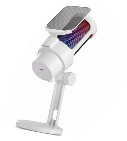 HOOLRZI Microphone de jeu USB avec éclairage couleur bouton muet micro à condensateur avec filet en métal pour PC streaming podcast, microphone USB