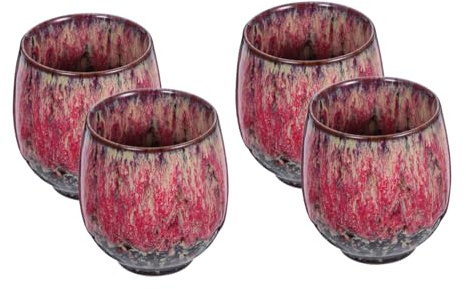 Hohopeti 4 Piezas Tazas de Cerámica Vintage Chino Japonés Porcelana Resistente Manchas para Espresso Cappuccino y Reuniones Familiares