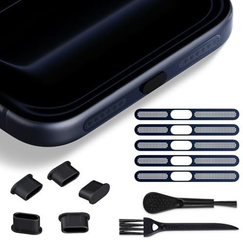5 PCS USB C Speaker Dust Cover for iPhone 17 Pro Max Earpiece Speaker Mesh Anti Dust Proof Adhesive Cover, Type C Dust Plugs Port Protector