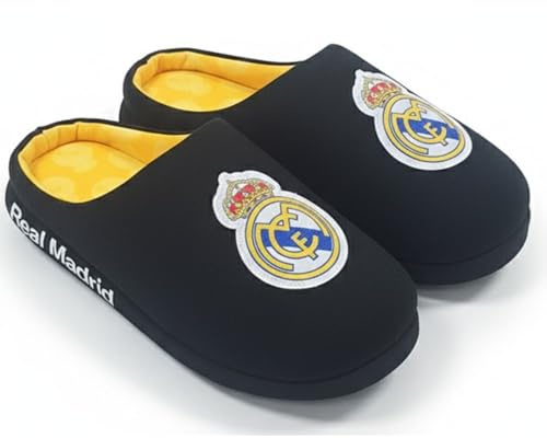Real Madrid Zapatillas de casa para Niño y Adulto – Oficiales, cómodas y acolchadas (tallas 30/31 a 45/46) (Negro, 32/33, Sistema tallas calzado EU, Adolescente, Números (rango), mediano, 32, 33)
