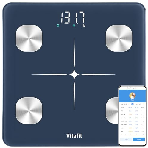 Vitafit Smart Scales for Body Weight, High Accuracy 0.1lb by Our Professional Factory Since 2001, Weighing Bathroom Scales App Sync 13 Body Composition with BMI & Body Fat, 28st/400lb, Space Light