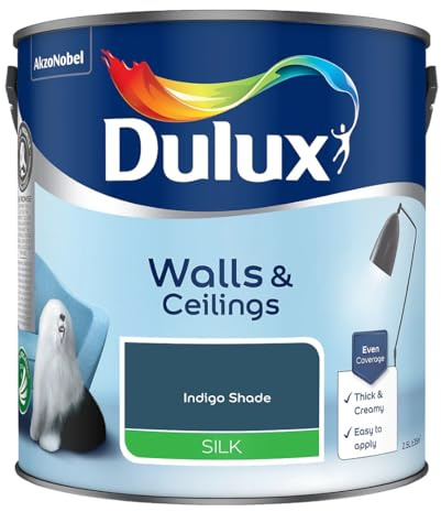 Indigo Shade Walls & Ceilings Silk Emulsion Paint 2.5 L – Smooth Washable Silk Finish, Quick Dry, Low-VOC, Easy Application for Interior Walls & Ceilings