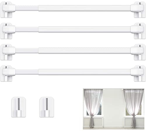 4 Piezas de varillas cortina extensibles tensión ajustables con 10 ganchos autoadhesivos Barras armario plástico para suministro hogar baño y hotel